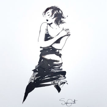 Painting titled "mouvement" by Sophie Griotto, Original Artwork, Ink