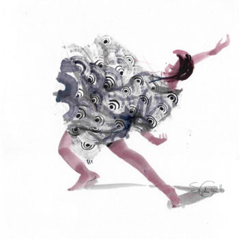 Painting titled "la-danse" by Sophie Griotto, Original Artwork, Ink