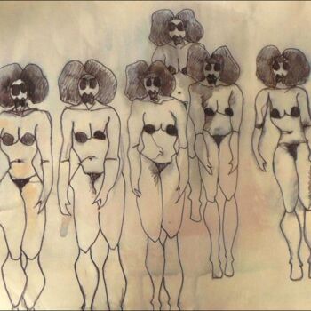 Drawing titled "les clones" by Sophie Hoang Trong, Original Artwork