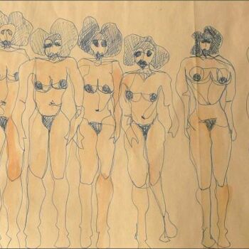 Dessin intitulée "les clones 2" par Sophie Hoang Trong, Œuvre d'art originale