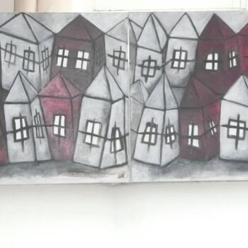 Painting titled "LES MAISONS" by Sophie Hoang Trong, Original Artwork