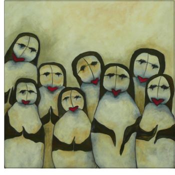 Painting titled "LES MAMANS" by Sophie Hoang Trong, Original Artwork