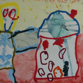 Peinture intitulée "Art-Chaïsme cœur" par Sophie Maillard (Sophie Mai), Œuvre d'art originale, Huile