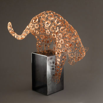 Escultura intitulada "The Wild Wire Leopa…" por Sophie Rouliot, Obras de arte originais, Arame