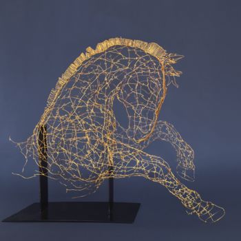 Escultura intitulada "Le cheval cabré" por Sophie Rouliot, Obras de arte originais, Arame