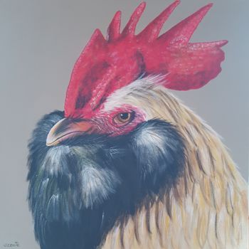 Pittura intitolato "Coq barbu" da Vicente, Opera d'arte originale, Acrilico