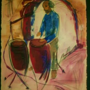 Painting titled "congas" by Zaf, Original Artwork