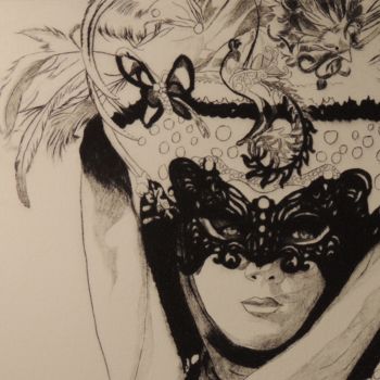 Printmaking titled "Mascarade III" by Soraya Boullic, Original Artwork, Engraving