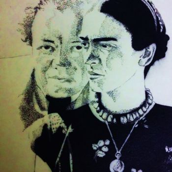 Printmaking titled "Frida et Diego" by Soraya Boullic, Original Artwork