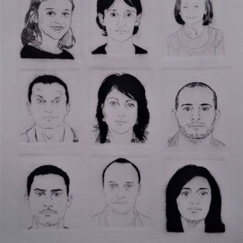 Drawing titled "Identités I" by Soraya Boullic, Original Artwork