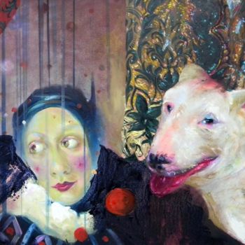Painting titled "The Dog and the Liar" by Sorin Iosub, Original Artwork, Oil