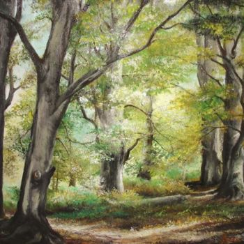 Painting titled "The Clearing" by Sorinapostolescu, Original Artwork, Oil