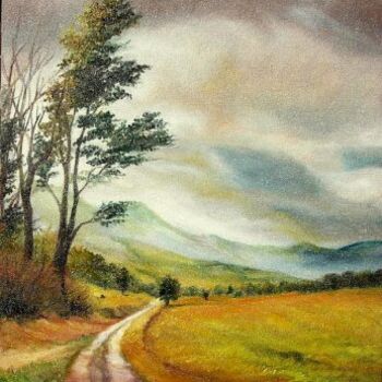 Painting titled "On the road" by Sorinapostolescu, Original Artwork, Oil