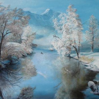 Peinture intitulée "Quaiet Ice" par Sorinapostolescu, Œuvre d'art originale, Huile