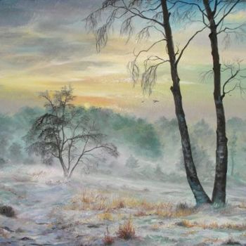 Painting titled "Winter Storm" by Sorinapostolescu, Original Artwork, Oil