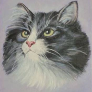 Pintura titulada "The Cat" por Sorinapostolescu, Obra de arte original, Oleo