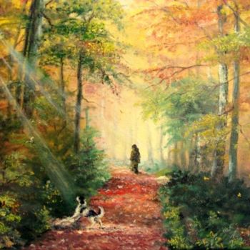 Painting titled "Invitation to Walk…" by Sorinapostolescu, Original Artwork, Oil