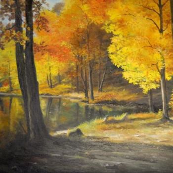Painting titled "Autumn Silence" by Sorinapostolescu, Original Artwork