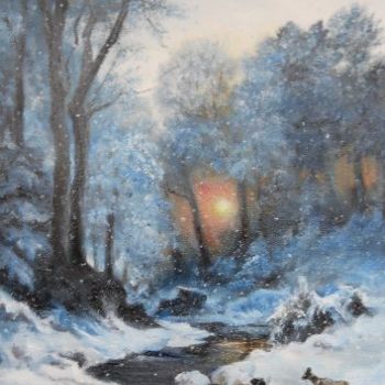 Painting titled "It's Winter" by Sorinapostolescu, Original Artwork, Oil