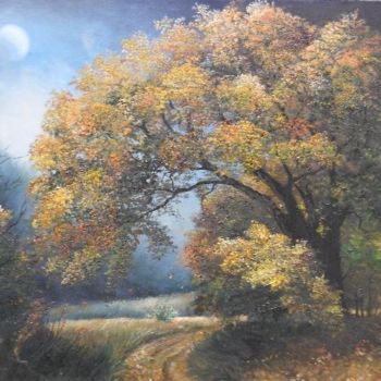 Painting titled "Under The Moonlight…" by Sorinapostolescu, Original Artwork, Oil