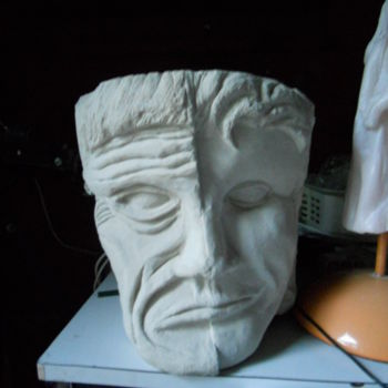 Sculpture intitulée "double visage" par Philippe Sorin, Œuvre d'art originale, Pierre