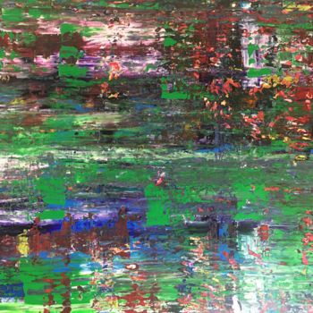 Painting titled "The green lake" by Samy Hasan, Original Artwork, Acrylic