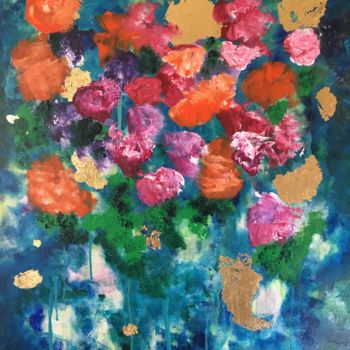 Картина под названием "Morning flowers" - Samy Hasan, Подлинное произведение искусства, Акрил