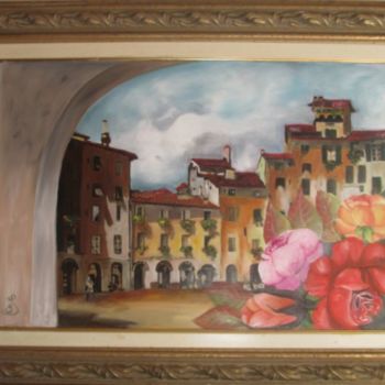 Painting titled "ANFITEATRO CON ROSE" by Sandra Sorgo, Original Artwork, Oil