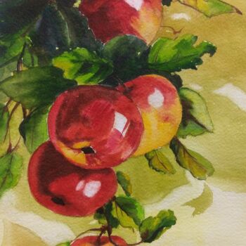 Painting titled "Apple Tree" by Sosar, Original Artwork, Watercolor