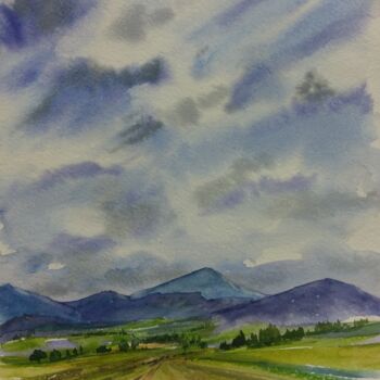 Painting titled "Sky Dance over the…" by Sosar, Original Artwork, Watercolor