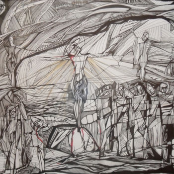 Dibujo titulada "Jesus and we" por Sose, Obra de arte original, Otro