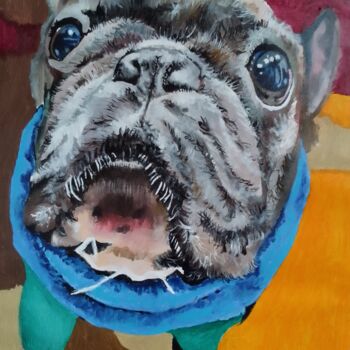Painting titled "Bulldog" by Sosokumsiashvili, Original Artwork, Acrylic