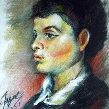 Pittura intitolato "Boy with a Cap" da Sotirios Panailidis, Opera d'arte originale