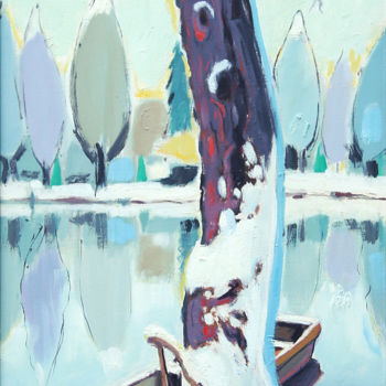 Картина под названием "Winter on the river…" - Vladimir Bašić Šoto, Подлинное произведение искусства, Масло