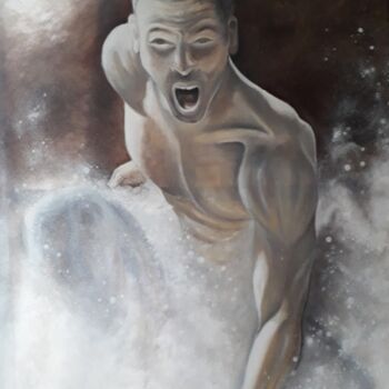 Painting titled "La rage" by Philippe Sottile, Original Artwork, Oil Mounted on Wood Stretcher frame