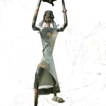 Sculpture titled "le chaman et les ra…" by Soud'Art, Original Artwork, Other