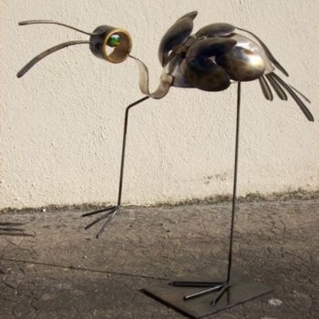 Sculpture titled "Ibis" by Soud'Art, Original Artwork, Metals