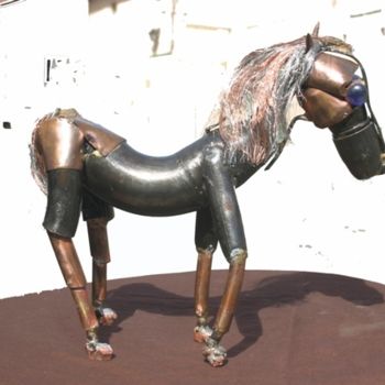 Sculpture titled "cheval boiteux" by Soud'Art, Original Artwork, Metals