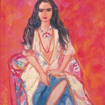 Peinture intitulée "La fille aux yeux n…" par Hassen Soufy, Œuvre d'art originale, Huile