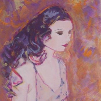 Peinture intitulée "L-adolescente" par Hassen Soufy, Œuvre d'art originale