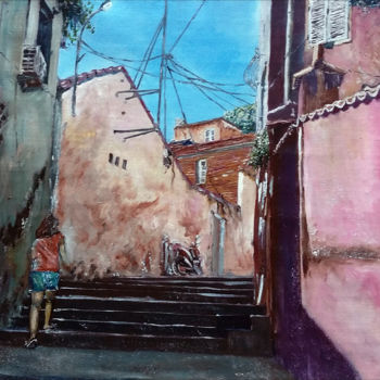 Peinture intitulée "Bejaia - El houma c…" par Nacer Souici, Œuvre d'art originale, Huile
