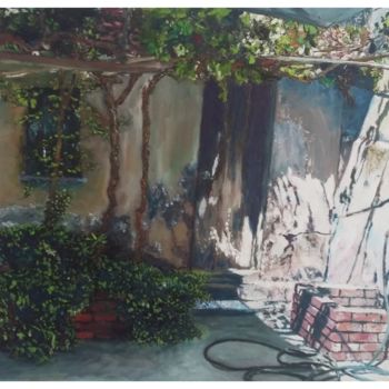 Peinture intitulée "Le patio" par Nacer Souici, Œuvre d'art originale, Huile