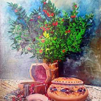 Peinture intitulée "Qaqa fel warka ( Na…" par Nacer Souici, Œuvre d'art originale, Huile