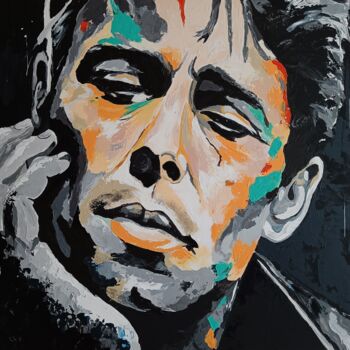 Painting titled "Brel" by Souli, Original Artwork, Acrylic Mounted on Wood Stretcher frame