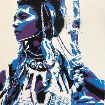 Painting titled "AmazonWarriorWoman" by Dom, Original Artwork, Stencil