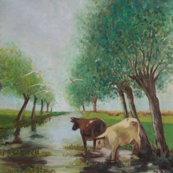 Schilderij getiteld "paysage" door Soumicha Bachiri, Origineel Kunstwerk