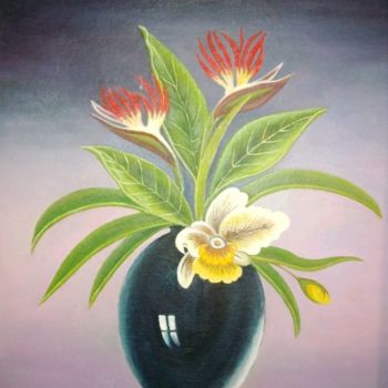 Malerei mit dem Titel "boquet le fleurs" von Soumicha Bachiri, Original-Kunstwerk