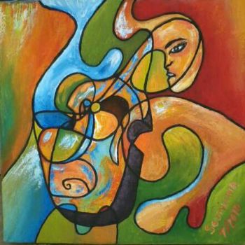 Painting titled "violon" by Soumicha Bachiri, Original Artwork