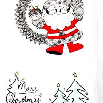 Disegno intitolato "Handmade Christmas…" da Soumyarani Guda, Opera d'arte originale, Inchiostro Montato su Telaio per barell…