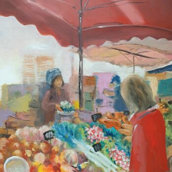 绘画 标题为“Marché fruits et lé…” 由Bernard Soupre, 原创艺术品, 油
